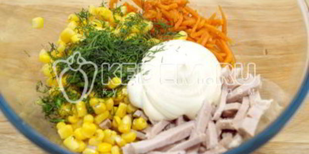 салат с мясом огонек