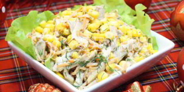 салат с мясом огонек