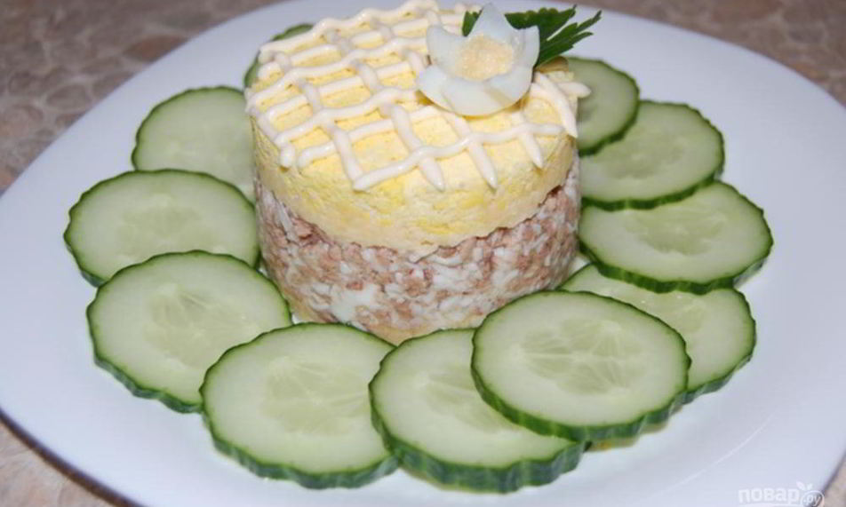 Рецепт салата с печенью трески