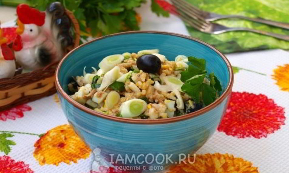 Рецепт салата с тунцом и рисом