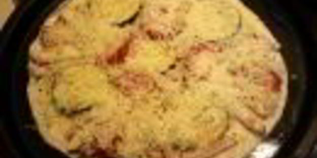 пицца на лаваше по мотивам салата цезарь