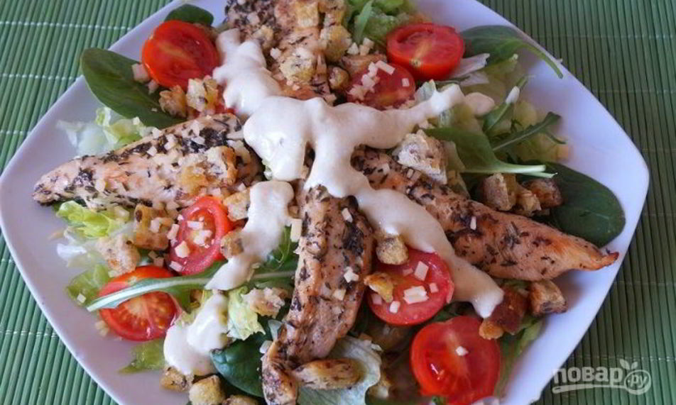 Рецепт салата цезарь простой