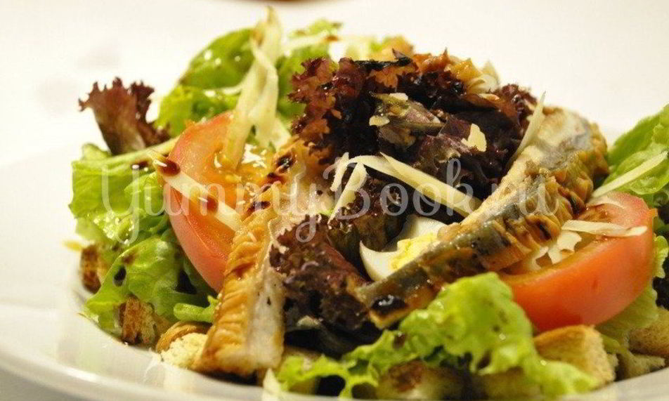 Рецепт цезаря с угрем и соусом бальзамик карамель