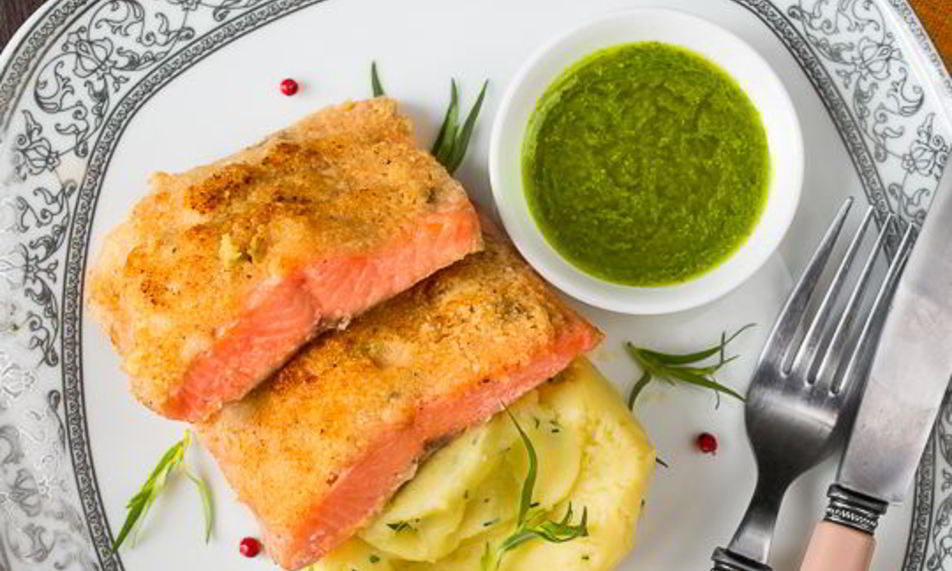 Рецепт лосося с хрустящей корочкой и эстрагоновым винегретом