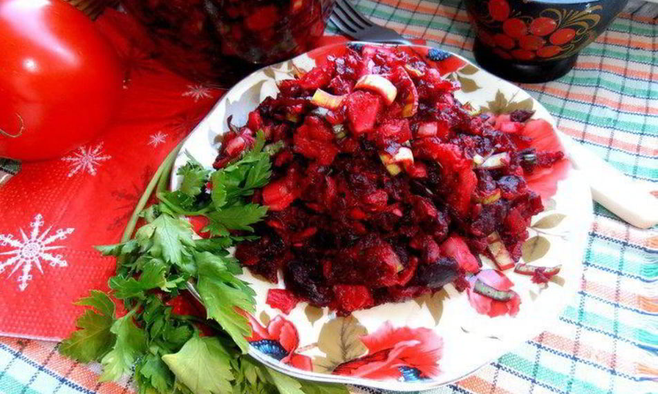 Рецепт салата винегретного мотив с пикантной заправкой