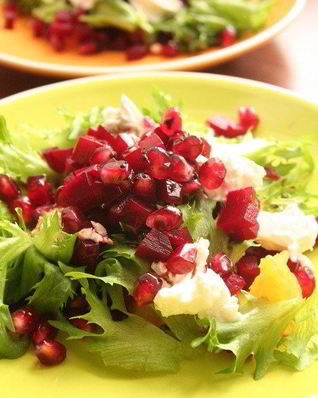 Винегрет с апельсином и козьим сыром