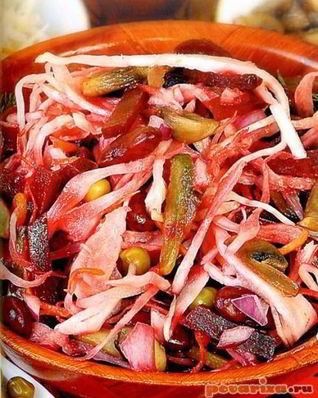 Винегрет с фасолью и шампиньонами