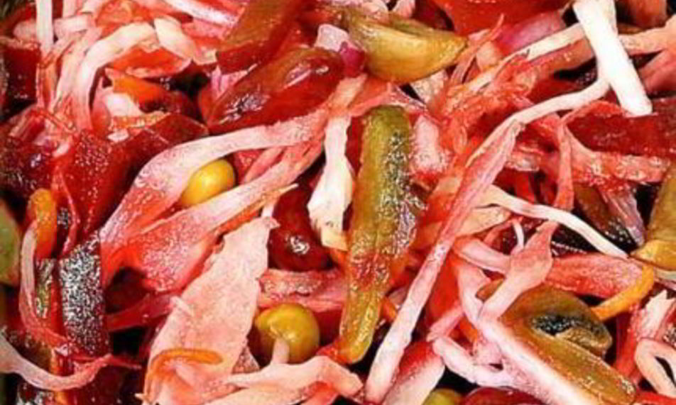 Рецепт винегрета с фасолью и шампиньонами