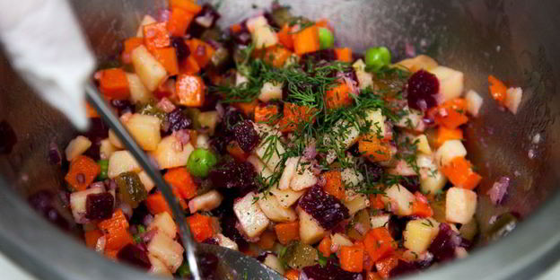 винегрет с тыквой и килькой