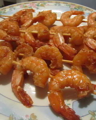 Имбирные креветки в соевом маринаде