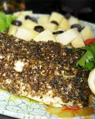 Рыба, запеченная под соусом Песто