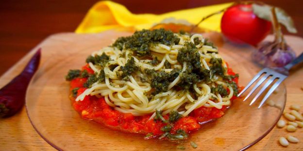 спагетти с соусом песто аппетитно и быстро