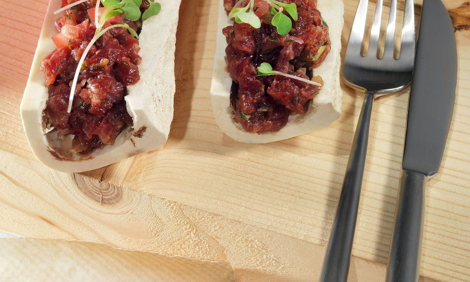 Рецепт тартара из говядины с тройной картошкой