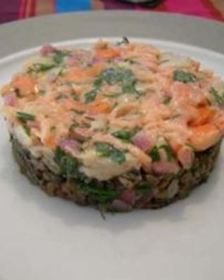 Тартар из свежего тунца и гребешков