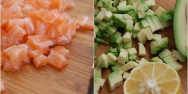 тартар с лососем и авокадо