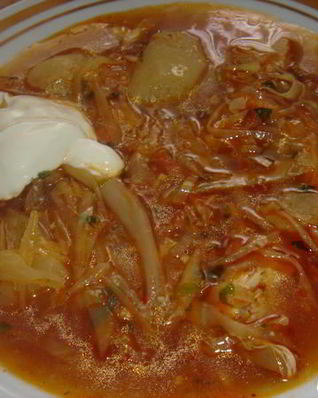 Борщ на курином бульоне без свеклы