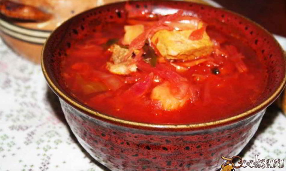 Рецепт борща на свиной лопатке с квашеной капустой