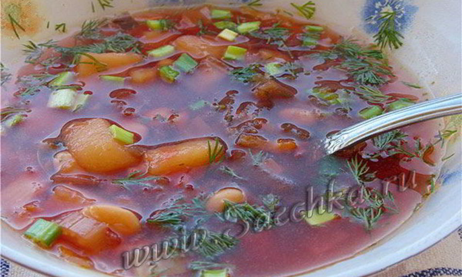Рецепт борща с фасолью