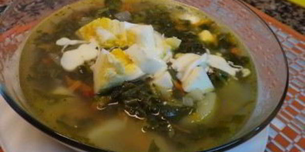 борщ с капустой и щавелем