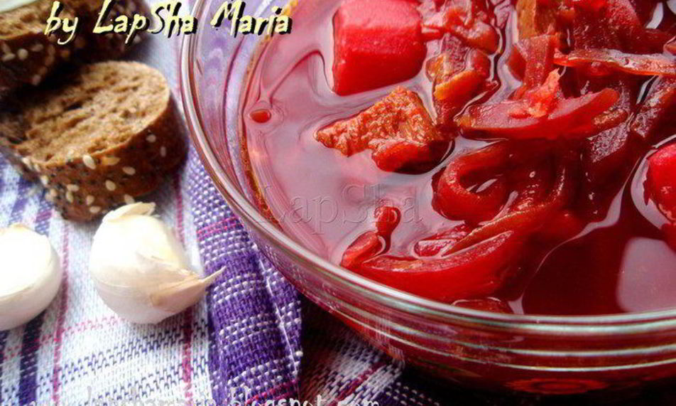 Рецепт борща с копчеными ребрышками