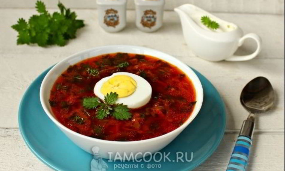 Рецепт борща со свеклой, крапивой и яйцом
