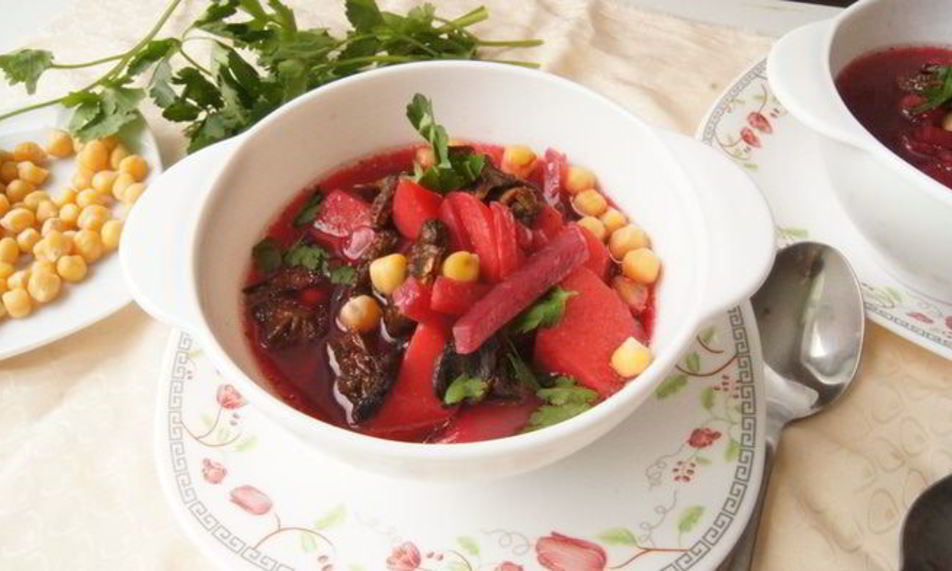 Рецепт постного борща с нутом и грибами