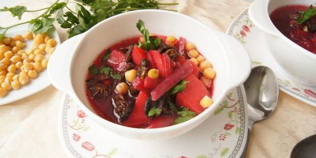 постный борщ с нутом и грибами