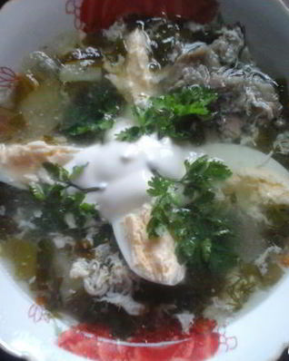 Зеленый борщ по-деревенски