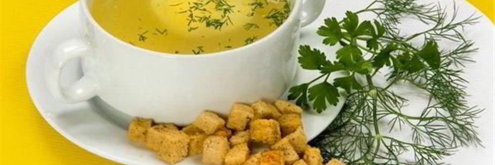 Бульон с гренками