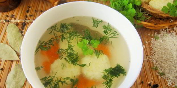 бульон с запеченным рисом