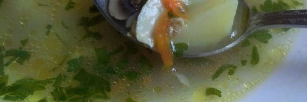 Грибной суп на курином бульоне