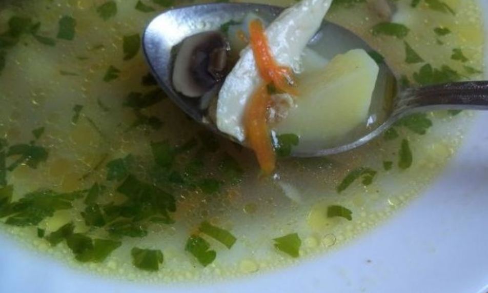 Рецепт грибного супа на курином бульоне