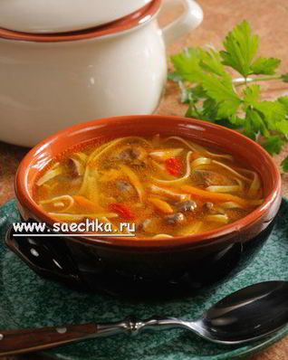 Лапша с куриной печенкой