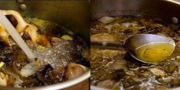 прозрачный говяжий бульон на мясе и костях