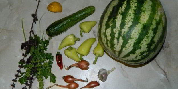 арбузный гаспачо в ледяной тарелке