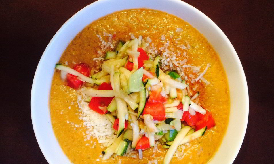 Рецепт гаспачо с заправкой из цукини