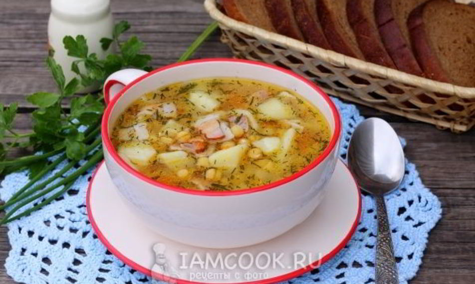 Рецепт горохового супа с копченостями в мультиварке