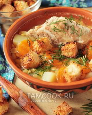 Гороховый суп с запеченными ребрышками