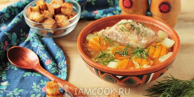 гороховый суп с запеченными ребрышками