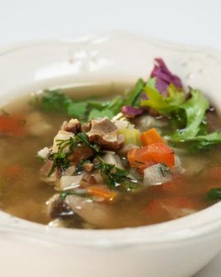 Суп из камбалы с рисом и горохом