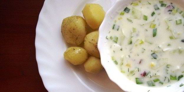 окрошка на кефире — легкий холодный суп