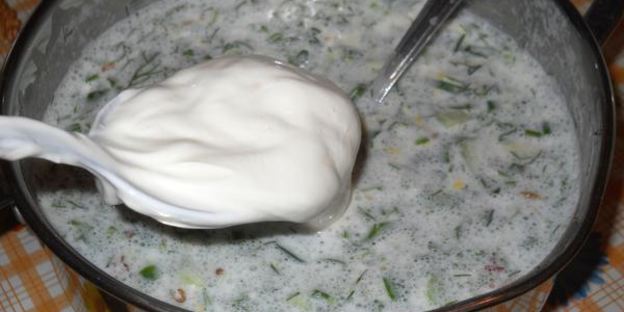 зеленый холодный суп на кефире таратор