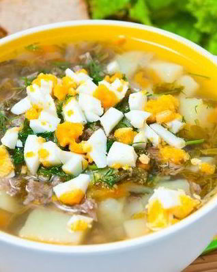 Куриный суп со щавелем