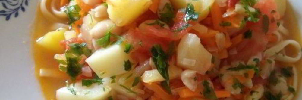 Лагман с фасолью