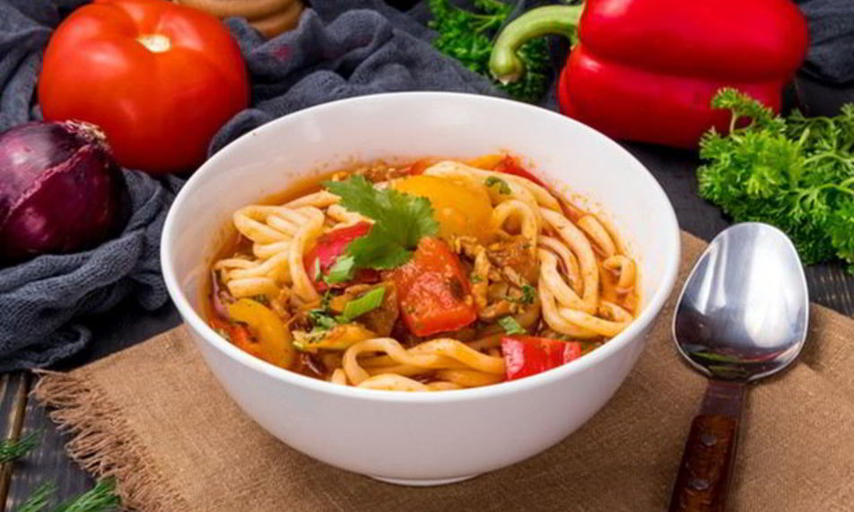 Рецепт лагмана с курицей и баклажанами