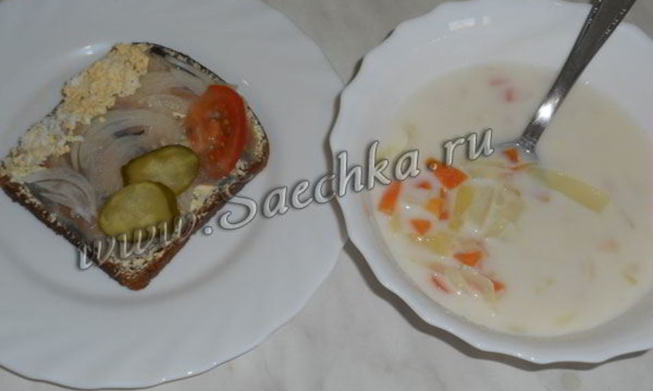 Рецепт молочного супа с овощами