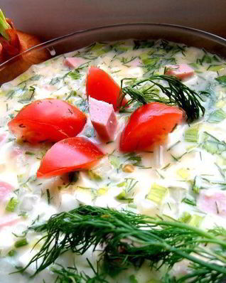 Деревенская окрошка на березовом соке