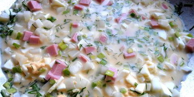 деревенская окрошка на березовом соке