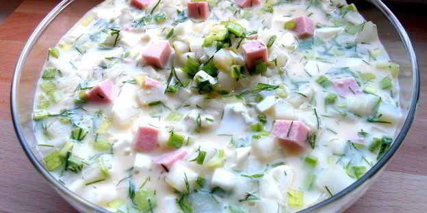 деревенская окрошка на березовом соке