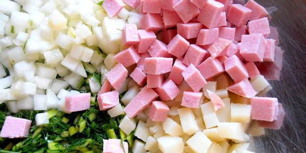 деревенская окрошка на березовом соке